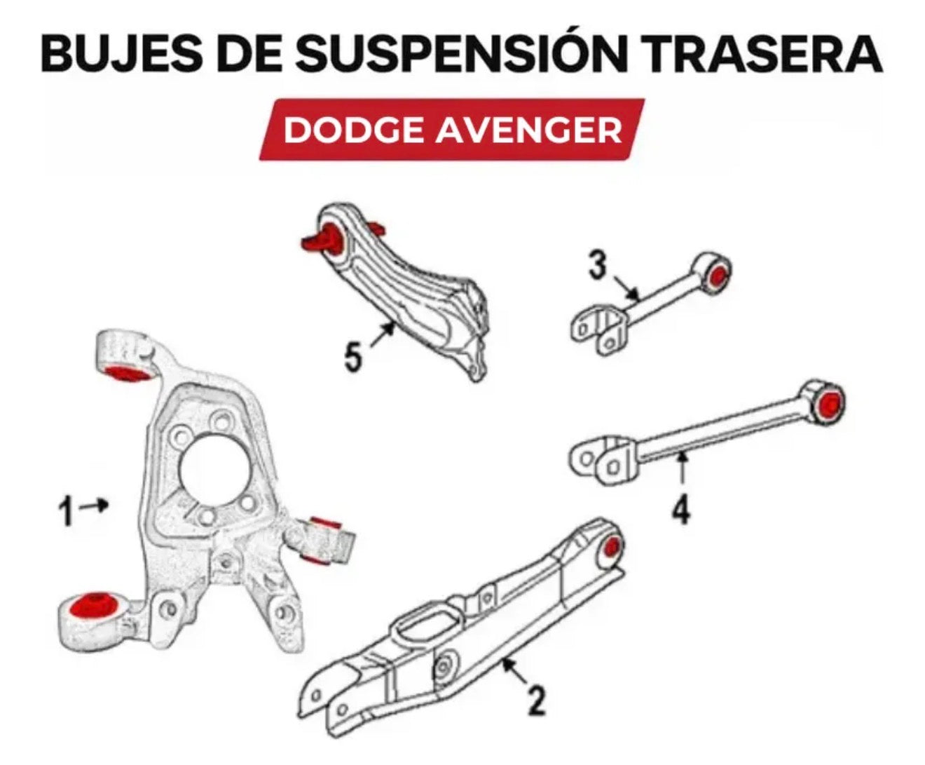 Kit Bujes Suspension Trasera Avenger, Sebring 14 Pzs 2008 2010