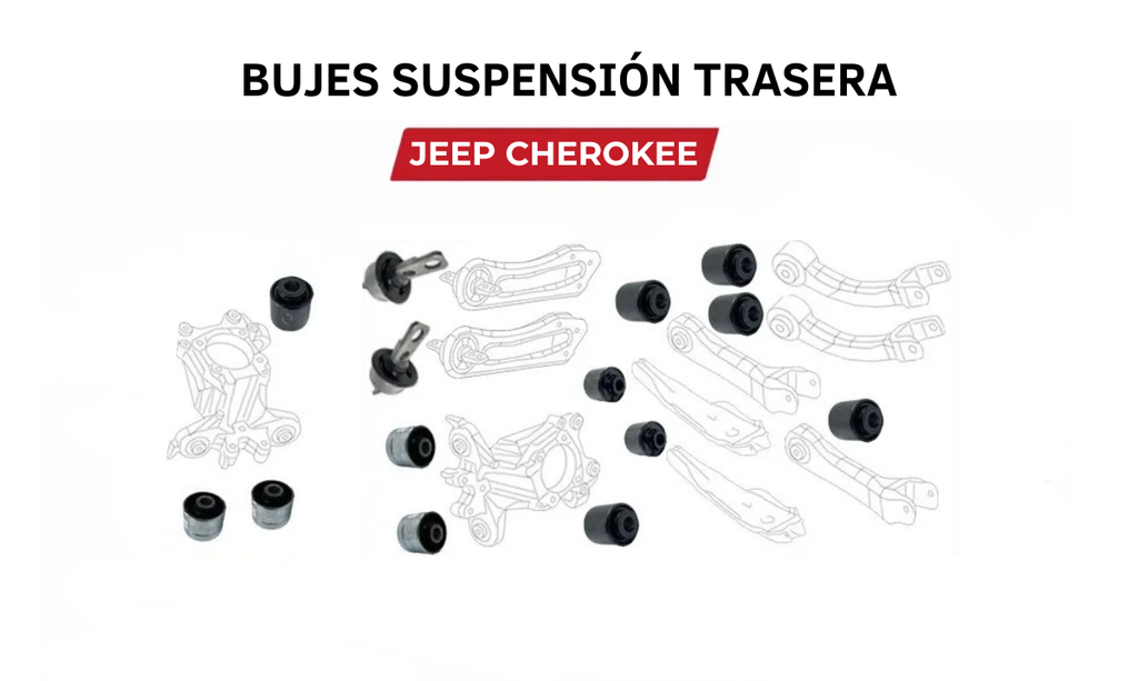 Kit 14 Bujes Suspensión Trasera Jeep Cherokee 2014 - 2020 y Chrysler 200 2015 - 2017