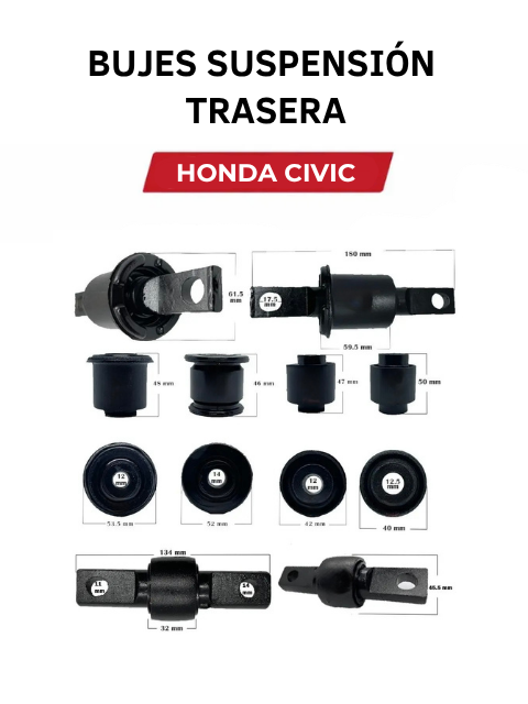 Kit 12 Bujes Suspensión Trasera Honda Civic 2003 - 2005