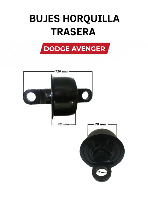 Kit 2 Bujes Horquilla Trasera Avenger, Sebring, Journey, Caliber, Compass, Lancer, Patriot 2007 - 2019